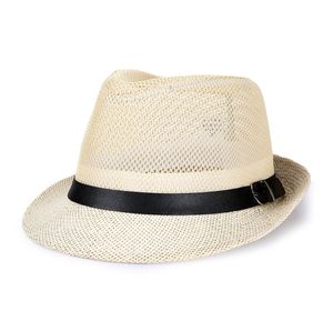 Venta al por mayor <span class=keywords><strong>trenza</strong></span> flexible Fedora sombreros Retro Sun Mesh Beach Panamá Cap transpirable sombreros de copa Jazz sombreros de paja de ala corta con banda de cinturón - Product Image 4