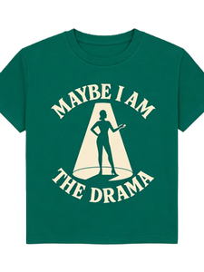 Maybe I Am The Drama T-shirt graphique pour homme avec slogan audacieux et silhouette en coton à manches courtes - Product Image 2