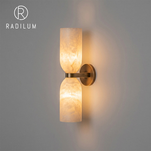 Alabaster <b>Wall</b> Lamp Brass Natural Stone <b>Sconce</b> Modern Luxury Dual up Down Light Designer Bedside Mirror Front Hotel Luminaire - Product Image 1