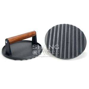 Round Heavy Duty <strong>Cast</strong> <strong>Iron</strong> Smash <strong>Grill</strong> <strong>Press</strong> Meat Steak with Wood Handle <strong>Cast</strong> <strong>Iron</strong> Burger <strong>Press</strong> - Product Image 5