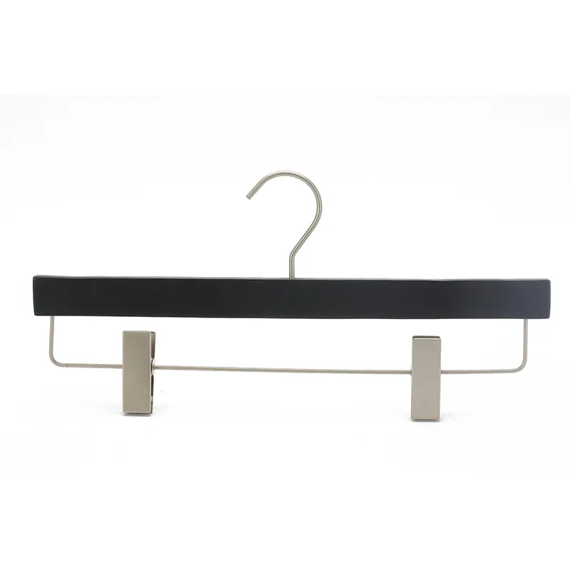 Kindome Wood Pants Hanger With Clips Black Hanger For Trousers