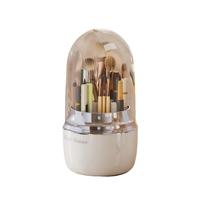 Organisateur de maquillage rotatif en plastique, support de pinceaux, anti-poussière, étui de rangement pour rouge à lèvres et fards à paupières