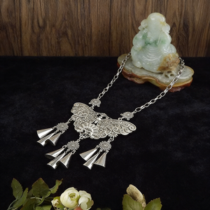 Collar de mariposa grande de plata Miao con diseño calado, estilo étnico <span class=keywords><strong>Hmong</strong></span>, con borlas y conos, joyería bohemia vintage para festivales - Product Image 5