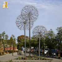 Décoration extérieure de jardin Sculpture abstraite en acier inoxydable Statue de pissenlit géant à vendre