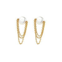 Anting Mutiara Rantai Emas Multi Layer Elegan, Anting Tusuk Baja Anti Karat, Anting Gantung untuk Wanita, Hadiah Perhiasan untuk Kencan, Pesta Pernikahan