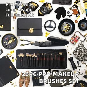 Juego de Brochas de Maquillaje Profesional de Alta Calidad, 26 Piezas, Estuche de Viaje Rojo, Mango de Madera Blanca, Pelo de Cabra para Rostro, Personalizado - Product Image 6
