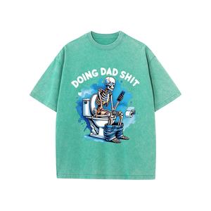 Camiseta de lavado ácido de algodón 100% personalizada de fábrica, ropa de calle Vintage de peso pesado con estampado de Halloween, técnicas bordadas ODM - Product Image 3