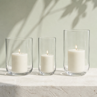 Porte-bougie en verre à fond arqué multi-tailles, récipient en verre transparent pour bougie pilier, arrangement de fleurs séchées