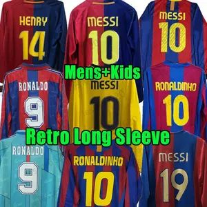 Retro dài tay áo bóng đá BARCA 96 97 08 09 10 11 xavi Ronaldinho Ronaldo Trận chung Kết Cổ Điển maillot de chân 16 17 cổ điển