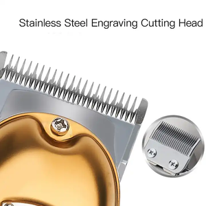 Cortadora de Pelo Profesional para Barbería, Cuchillas de Acero Inoxidable, Recargable por USB, Inalámbrica, Pantalla LCD, para Uso en Hoteles, Dorado/Plateado - Product Image 5