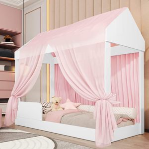 <span class=keywords><strong>Letto</strong></span> per Bambini in MDF di Alta Qualità, Design Moderno e Allegro, Comodo Materasso, Struttura Bassa Rosa con <span class=keywords><strong>Protezione</strong></span> Laterale - Product Image 2