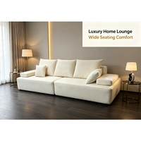 Modernes Modulares Blocksofa aus Off-White Stoff, L-förmiges Sektionalsofa für Wohnzimmer, Abnehmbare Kissen, Flaches Profil, Breit