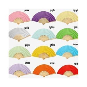 Abanico de Mano Plegable Personalizado con Logotipo Impreso, Abanico de Bambú de Color para Bodas, Venta al por Mayor - Product Image 1
