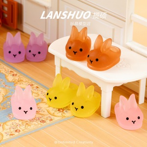 รองเท้าแตะกระต่ายเรซิ่น Lanshuo เรืองแสงในที่มืด อุปกรณ์ตกแต่งงานฝีมือ พวงกุญแจจี้ห้อย สำหรับงานศิลปะและของสะสม - Product Image 3