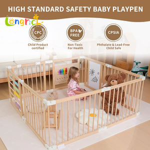 अतिरिक्त बड़े लकड़ी के बच्चे प्लेपेन, समायोज्य आकार और आकार के प्लेपेन, बच्चों और टोडलर्स के लिए आकार का प्लेपेन, दरवाजे के साथ बेबी प्ले यार्ड - Product Image 2