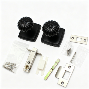 Zinc Alloy <strong>Door</strong> <strong>Knob</strong> Round Pumpkin - Shaped Lock Set Interior <strong>Bedroom</strong> Bathroom Hardware Antique Brass - Product Image 2