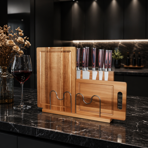 Combohome Étagère magnétique en bois pour planches à découper avec support 7 pièces et sac de rangement pour rouleaux - Product Image 6
