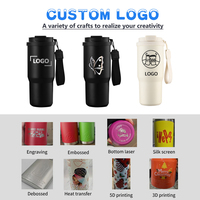 Gobelet isotherme à double paroi de 25 oz avec couvercle 2-en-1, tasse à café thermique en acier inoxydable, tasse de voyage portable avec sangle