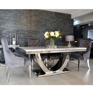 Bộ Bàn Ăn Hiện đại bàn ăn thanh lịch trang trí hộ gia đình nhỏ Đá Cẩm Thạch hàng đầu bàn ăn đặt bàn ăn 6 chỗ bàn ăn tối - Product Image 1