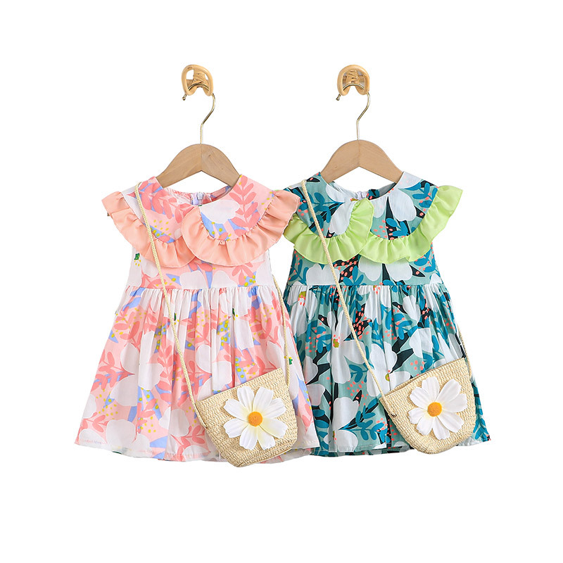 Новое поступление 2022, летнее платье для маленьких девочек с цветочным принтом, праздничный сарафан принцессы без рукавов для новорожденных