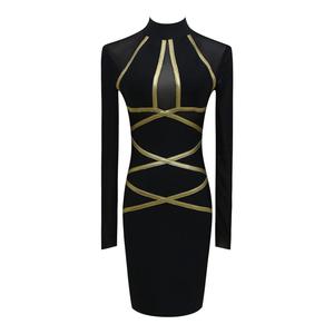 Bodycon Club Sexy <span class=keywords><strong>vestidos</strong></span> de <span class=keywords><strong>fiesta</strong></span> cuello redondo manga larga vestido vendaje - Product Image 4