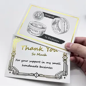 Custom Luxury Jewelry Greeting Post Thank You Card For Small Hair Business With Embossed Logo And Sticker Envelope