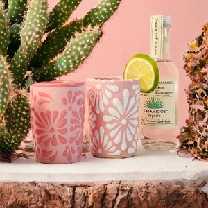 Copas de Cerámica para Tequila Estilo Taravilla Mexicana con Diseños Pintados a Mano - Product Image 4
