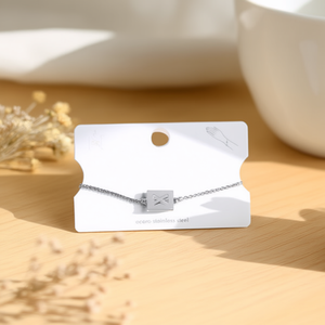 Bracciale in acciaio inossidabile con targhetta a forma di lettera X 12x14 cm per donna, gioielli alla moda - Product Image 3