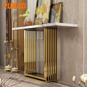 Consolle in acciaio inossidabile in stile <span class=keywords><strong>barocco</strong></span> <span class=keywords><strong>tavolo</strong></span> quadrato dorato mobili lunghi per soggiorno - Product Image 4