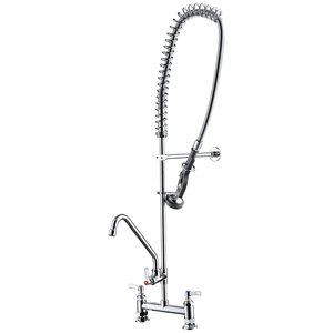Poignée à <span class=keywords><strong>double</strong></span> levier pour usage public <span class=keywords><strong>Robinet</strong></span> de cuisine commercial pré-rinçage à ressort haute pression pour <span class=keywords><strong>lave</strong></span>-<span class=keywords><strong>vaisselle</strong></span> de cuisine - Product Image 2