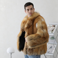 Veste de fourrure de renard roux de luxe de haute qualité manteau personnalisé hommes hiver magnifique veste de fourrure de renard roux manteau pour hommes