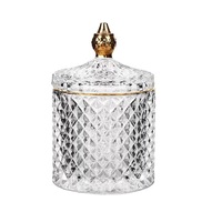 Vente en gros sucrier en cristal de luxe pot à bonbons en verre transparent avec bouchon en verre pour la fabrication de bougies et la décoration de mariage
