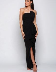 사용자 정의 여성 해군 등이없는 아름다운 전체 길이 가운 끈이없는 슬림 이브닝 파티 드레스 들러리 드레스 - Product Image 5