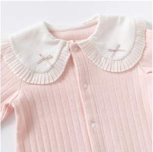 Combinaison à manches longues pour bébé fille, en coton doux côtelé avec boutons, <span class=keywords><strong>tenue</strong></span> de printemps pour nouveau-né, fabriquée en Chine - Product Image 3
