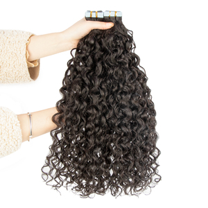Extensiones de Cabello Natural Negro Premium con Ondas Profundas, Adhesivas, Elásticas, Definidas, Sin Enredos, Seguras para el Cuero Cabelludo, de Larga Duración - Product Image 3