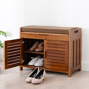 Bamboo Entryway <b>Shoe</b> Cabinet With Seat 60Cm 90Cm Dustproof <b>Storage</b> For Home Use - Product Image 2