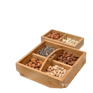 Vaisselle créative en bambou et bois à neuf compartiments, assiettes, plats de service pour restaurant de fondue, assiettes divisées, plateaux, barbecue - Product Image 5