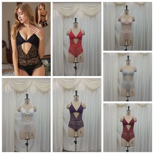 Lingerie Tentatrice à Découpes en Forme de Cœur - Robe de Nuit en Dentelle Florale Noire et en Résille Teddy String Ensemble Tue-<span class=keywords><strong>Vierge</strong></span> - Product Image 2