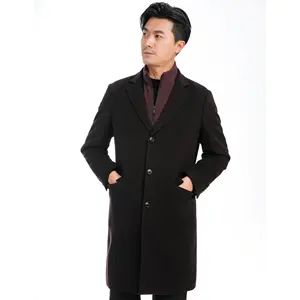 2023 Bosha MTM Overcoat Men's Custom Dark Red Trench Coat Single Breasted Long Turn-Down Collar With Buttons