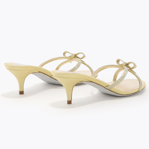 Mules à talon chaton pour <span class=keywords><strong>femme</strong></span> avec nœud en cristal, bride ornée de strass, sandales à enfiler à bout rond, vente en gros OEM - Product Image 3