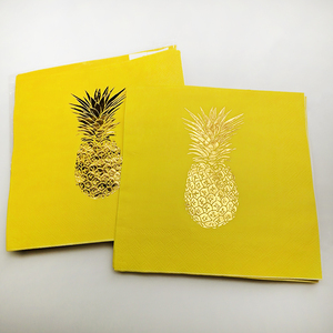 Xiang Sheng modello di ananas dorato stampato personalizzato 2 strati 33*33cm 1/4 tovaglioli piegati per uso banchetto - Product Image 2