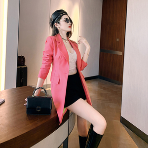 ZYHT 5378 Precio al por mayor Nueva llegada Moda de longitud media <span class=keywords><strong>Rosa</strong></span> Rojo Top Traje Señora Abrigo Casual <span class=keywords><strong>Blazer</strong></span> Femme - Product Image 4