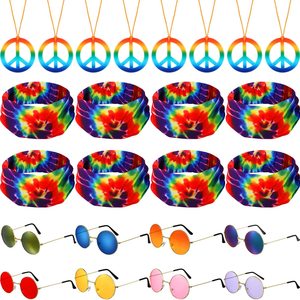 Conjunto de Fiesta Hippie, Collar con Símbolo de Paz, Gafas de Sol, Diadema, Corona de Margaritas, Accesorios de Disfraz para Halloween, Niños de 8 a 13 Años - Product Image 5