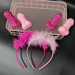 <span class=keywords><strong>Diadema</strong></span> para despedida de soltera, banda para el pelo Sexy con plumas rojas y rosas, decoración para despedida de soltera, accesorio para foto - Product Image 1