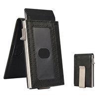 Portefeuille intelligent minimaliste à double pliage pour homme, avec porte-cartes fin escamotable, blocage RFID, étui à cartes en métal aluminium