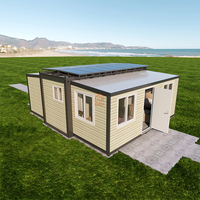 Maison de conteneurs extensible de luxe de 20 pieds, villas modulaires préfabriquées avec panneaux sandwich et système de panneaux solaires
