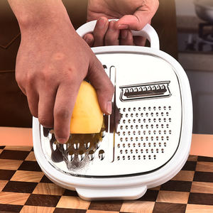 Cortador de verduras multifuncional con contenedor y tapa, cortador de verduras, cortador de queso, rallador de cocina de acero inoxidable - Product Image 1