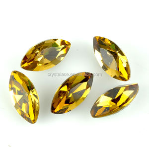 Usine directe 7X15mm métal réglage Navette <span class=keywords><strong>verre</strong></span> pierres topaze couleur or coudre sur métal réglage <span class=keywords><strong>verre</strong></span> strass - Product Image 3