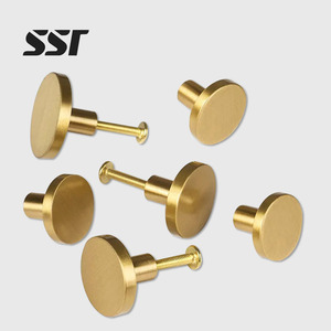 Modern Round Brass Furniture Handles & Knobs for Dresser Cabinet Wardrobe Drawer-Durable Easy Installation 20mm SSR - Product Image 1