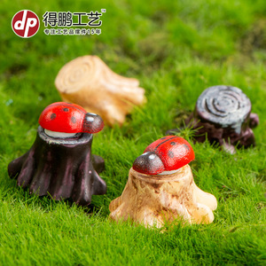 Décorations de souches d'arbre en résine, sculptures miniatures pour la décoration de la maison, ornement artisanal artistique, jaune, violet, noir, irrégulier - Product Image 2